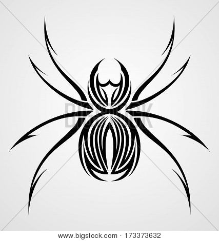 Vector illustration of black spider tribal tattoo design
