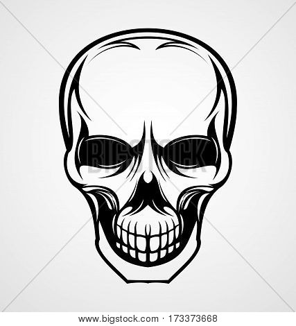 Skull head black tattoo design vector illustration