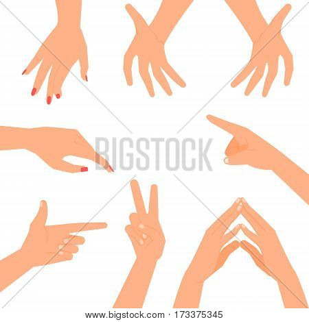 Hand gestures set isolated on white background.