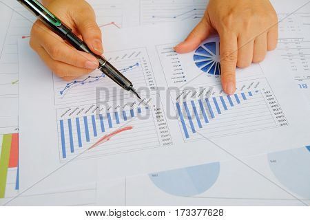 Asian Business Meeting Dicuss Analysis Report View From Top. Concept Of Business Analysis Data Analy