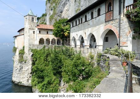 The Monastery Of Santa Caterina Del Sasso On Lake Maggiore