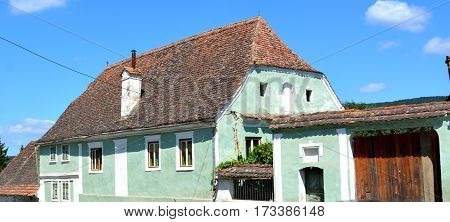Typical house in the village Crit-Kreutz, Transylvania. The villagers started building a single-nave Romanesque church, which is uncommon for a Saxon church, in the 13th century.