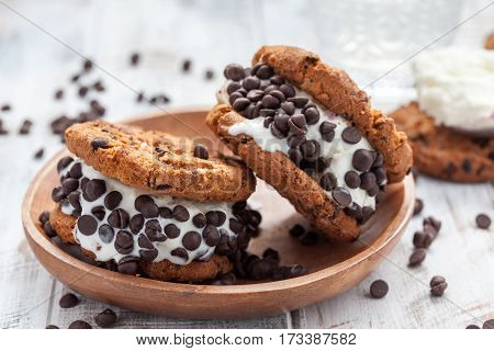 Chocolate Chip Ice Cream Cookie Sandwiches. Summer treat