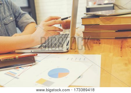 Asian business meeting dicuss analysis report view from top. concept of business analysis data analysis.vintage tone