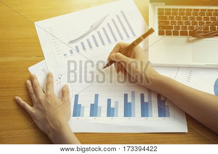 The above view of business meeting dicuss financial data