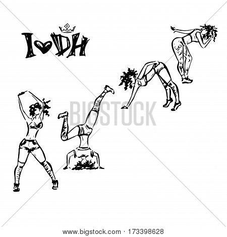 Dancehall Girls, Hand Drawn