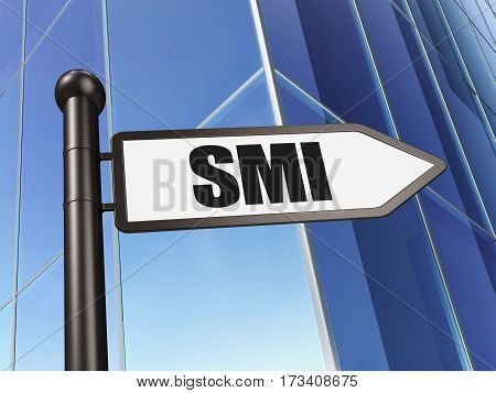 Stock market indexes concept: sign SMI on Building background, 3D rendering