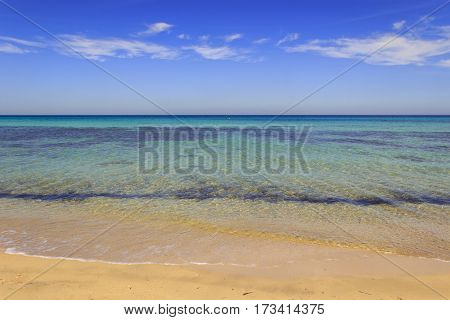 The Regional Natural Park Dune Costiere,(Apulia) ITALY. Sea horizon: view from a sandy beach. The park covers the territories of Ostuni,Torre Canne and Fasano along eight kilometers of coastline.