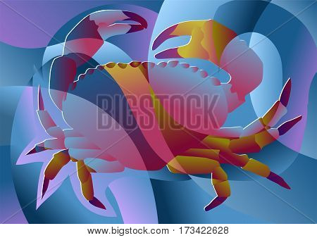 abstract crab on a multicolor background background