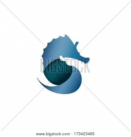 Vector icon of a seahorse in the form of satin ribbons. Brand for tourism and other