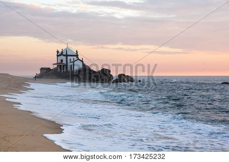 Capela do Senhor da Pedra on sunset Porto Portugal