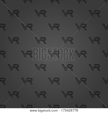 Seamless vector dark pattern with VR logos. Virtual reality logos