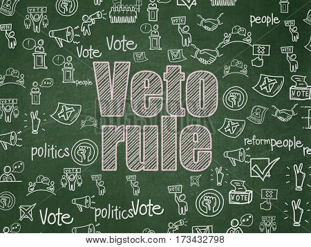 Politics concept: Chalk Pink text Veto Rule on School board background with  Hand Drawn Politics Icons, School Board