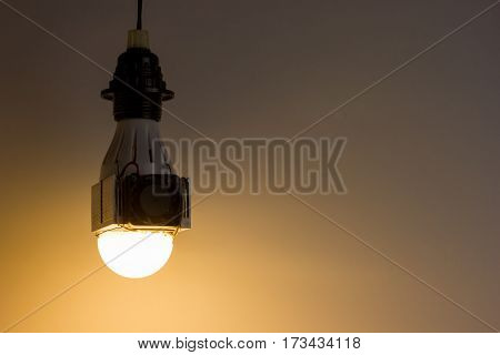 Diy led lamp with huge heatsink with fan on it. Messy fast handmade assembly. High power led with half-spherical diffuser used.