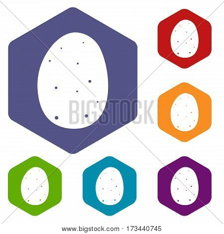 Fresh potato icons set rhombus in different colors isolated on white background