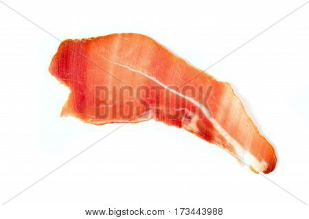 Prosciutto Ham Slice Isolated On White