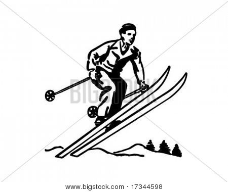 Skiër - Retro illustraties
