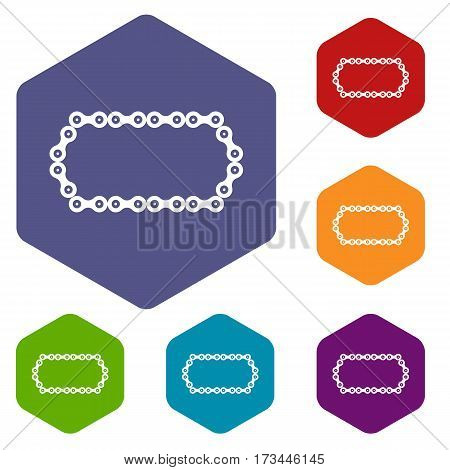 Bicycle chain icons set rhombus in different colors isolated on white background