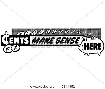 Cent vettigt här - annons Banner - Retro Clip Art