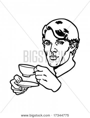 Pijący herbatę - Retro clipart
