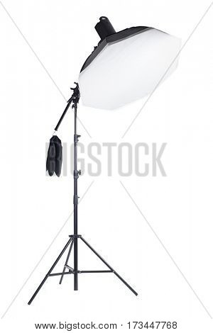 Studio light on stand isolated background