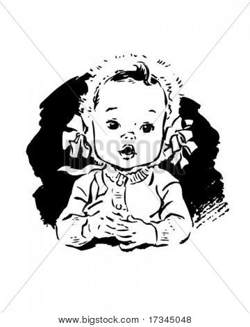 Meisje van de baby In Bonnet - Retro illustraties