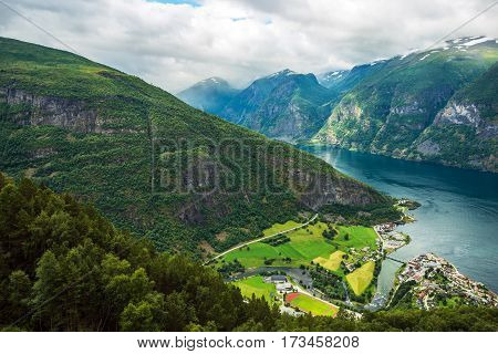 Aurlandsvangen is the Center of the Municipality of Aurland in Sogn og Fjordane County Norway.