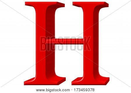 Uppercase Letter H, Isolated On White, 3D Illustration