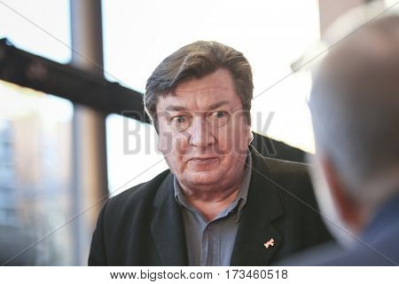 Aki Kaurismaki attends the 'The Other Side of Hope' (Toivon tuolla puolen) premiere during the 67th Film Festival Berlin at Berlinale Palace on February 14, 2017 in Berlin, Germany. 