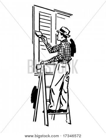 Bygningsmaler - Retro Clipart Illustration