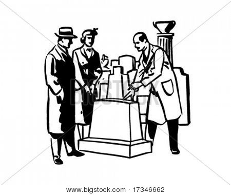 Mann, die Tombstone - Retro Clipart Illustration zu verkaufen