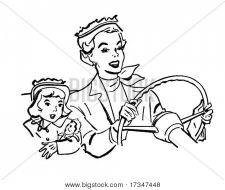 Anne kızı - Retro küçük resimde sürüş