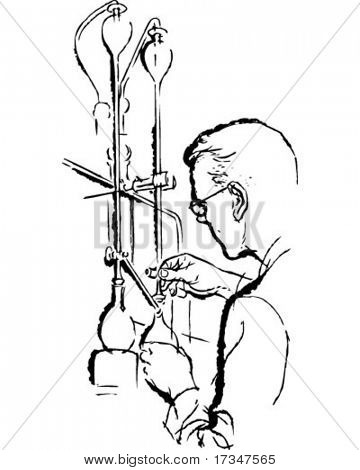 Scienziato In laboratorio - illustrazione Clipart retrò