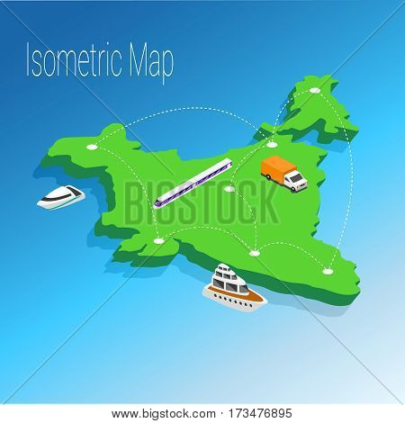 Map India isometric concept. 3d flat illustration of Map India.