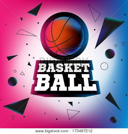 Streetball and basketball icon logo with ball and basket in modern style - stock vector