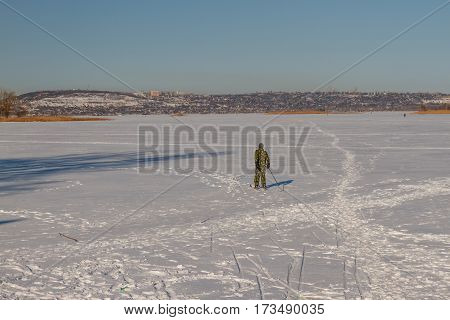 Man Skiing.