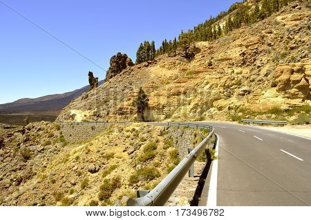 Boca Tauce in Mount Teide National Park counrty road