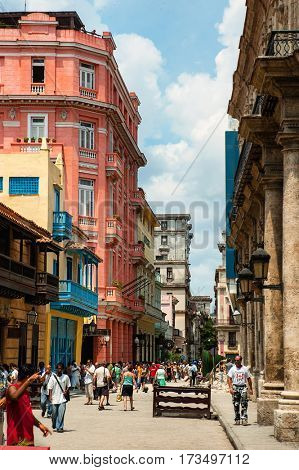 Havana, Cuba, July, 11, 2006. - The Hotel Ambos Mundos, it is a frequent tourist destination because it was home to the popular writer Ernest Hemingway for seven years in the 1930s.