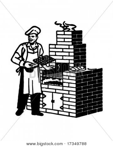 Cihlový gril - Retro Reklama umění ilustrace
