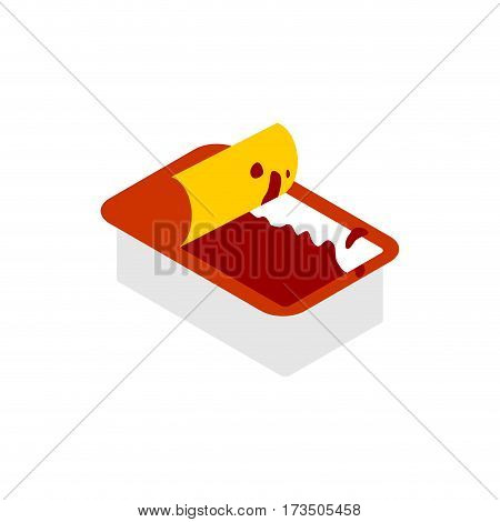 Open Ketchup Dip Pack  Isolated. Sauce For Fast Food On White Background