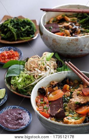 Vietnamese Food, Bun Rieu And Canh Bun