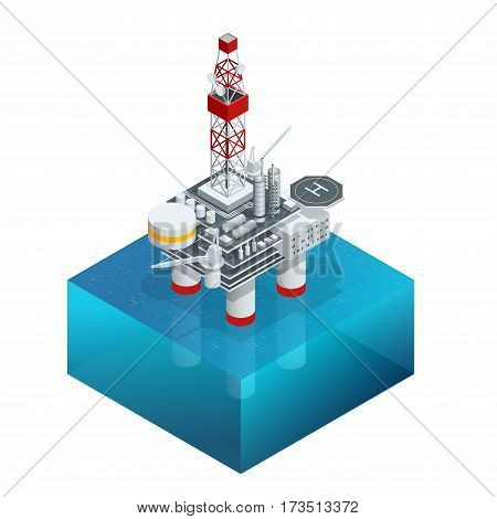 Isometric platform for production oil and gas, Oil and gas industry and hard work, Production platform and operation process by manual and auto function