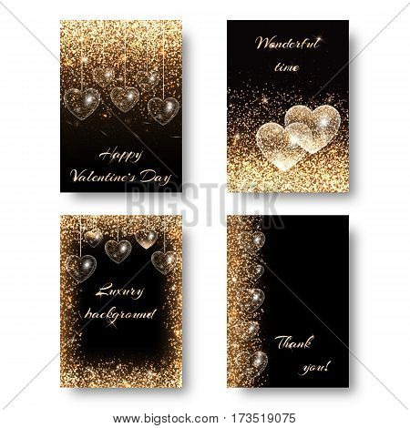 Love background with light effect. Sequins pattern on a black backdrop. Design to celebrate marriage ceremony