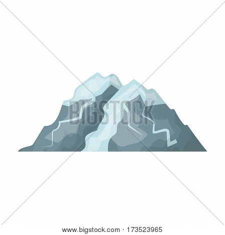 Ice mountain all the cracks.The mountain from which icebergs.Different mountains single icon in cartoon style vector symbol stock web illustration.