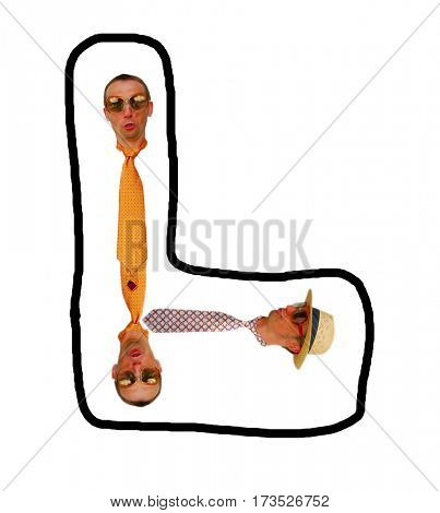 Letter L with fashionable man.