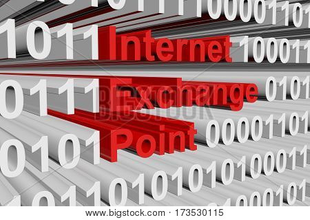 internet exchange point in the form of binary code, 3D illustration