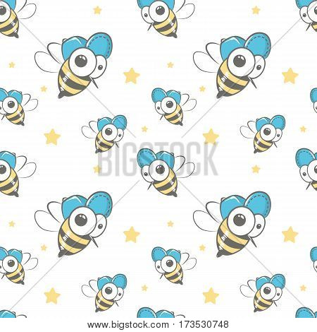 seamless vector pattern with cool bees vector illustration