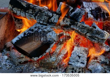 fire flames and ashes background, close up