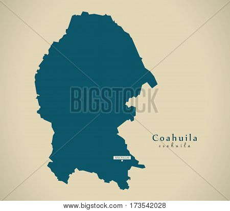 Modern Map - Coahuila Mexico Mx Illustration