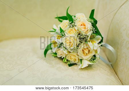 Wedding flowers and beautiful shoes decoration beauty wedding bride